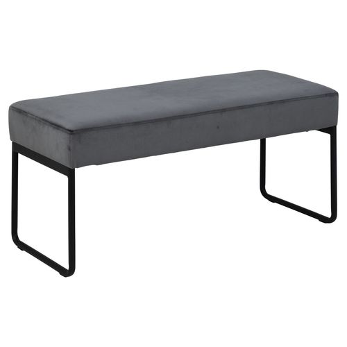 Banc Viona 2 Places En Tissus Effet Velours Et Métal - Gris Et Noir