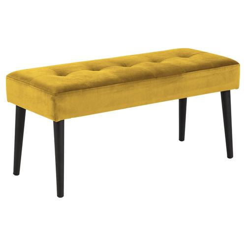 Banc 2 Places Bella En Métal Et Tissus Effet Velours - Jaune Moutarde Et Noir