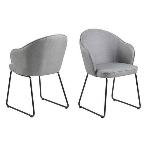 Chaise De Salle À Manger Marcelle Avec Accoudoirs - Gris Et Noir