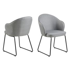 Chaise De Salle À Manger Marcelle Avec Accoudoirs - Gris Et Noir