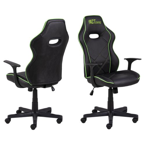 Chaise De Bureau Pour Gamer Effet Cuir - Noir Et Vert
