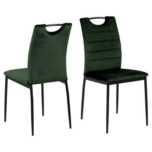Lot De 4 Chaises De Salle À Manger Effet Velours Et Métal - Vert
