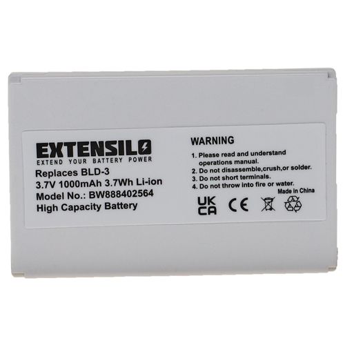 Extensilo Batterie Compatible Avec Nokia 7210, 6610i, 7250, 7250i, 6220, 2100, 3200, 3300 Téléphone Portable (1000mah, 3,7v, Li-Ion, Blanc)