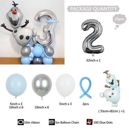 Flocons de neige OlPG pour fête à thème Frozen,ballon numérique en aluminium,anniversaire,fête préChristophe,articles de décoration,32 "",ensemble de 23 pièces