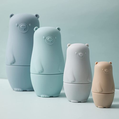Matriochka En Silicone Poupées Russes Empiler Des Jouets Gigognes Ours Fait Pour Le Souvenir Des Vacances De Noël Cadeau(Bleu)