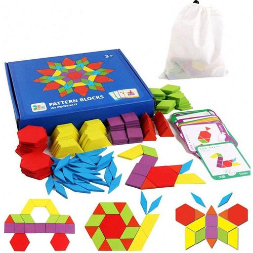 Puzzle En Bois Jouets 155 Pièces Tangrams Blocs De Modèle Classiques Jouets Montessori Éducatifs Avec 24 Cartes Pour Enfant