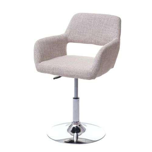 Chaise De Salle À Manger Hwc-A50 Iii, Style Rétro Années 50, Tissu   Crème/Gris, Pied En Métal Aspect Chromé