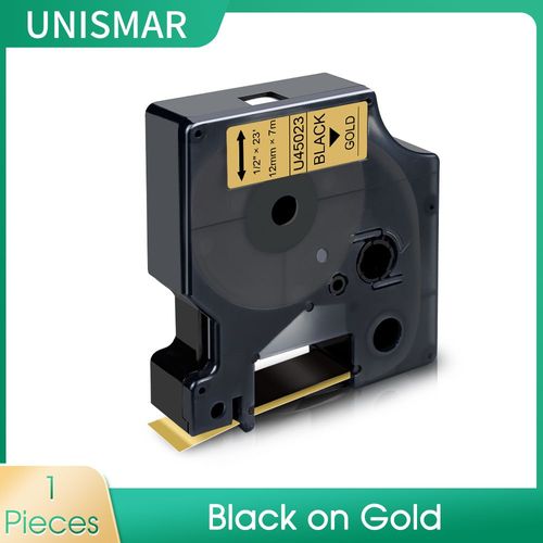Étiquette D1 pour étiqueteuse Dymo Label Manager,bandes D1,43613mm,40913mm,45013mm,45803mm,53713mm,160mm,280mm - Type Black on Gold-12mm