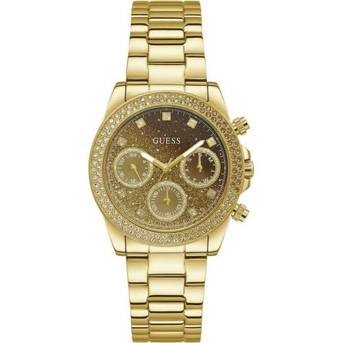 Guess Sol Montre Femme Multifonction Acier Doré Et Strass Gw0483l2