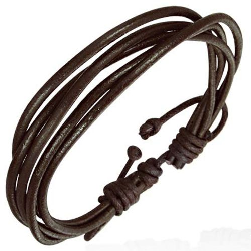 Zense - Bracelet Homme Ajustable Cuir Multi-Cordes Marron Zb0094