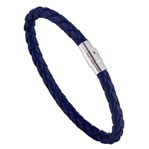 Zense - Bracelet En Cuir Tressé Pour Homme De Couleur Bleue Marine Zb0356