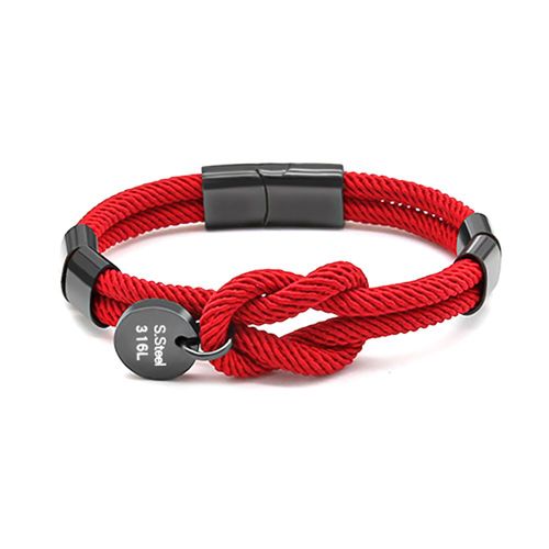 Zense - Bracelet Rouge Cordon Noeud Marin Ajustable Zb0320