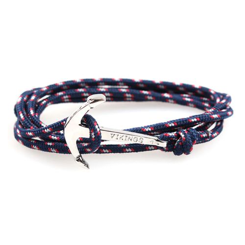 Zense - Bracelet Bleu Cordon Ancre Marine Ajustable Zb0315