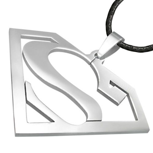Zense - Pendentif Homme Acier Élégant Avec Lettre S Superman Zp0075