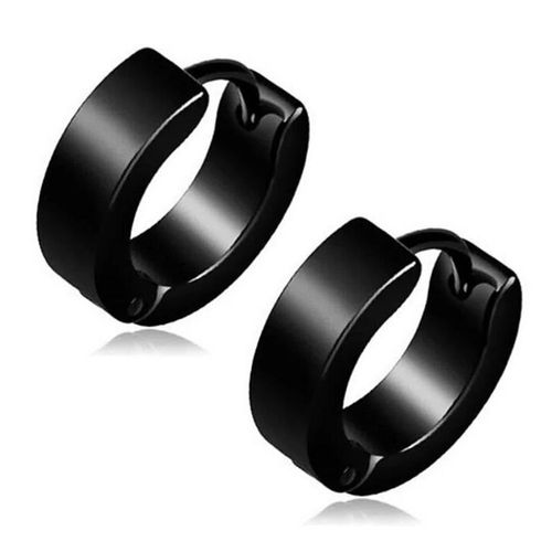 Zense - Boucles D'oreilles Noires Homme En Arceau Ze0062