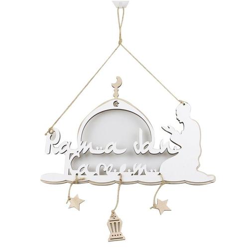 Pendentif En Bois Eid Mubarak, Château Étoile Lune, Ornement Suspendu, Artisanat En Bois Pour Fête Islamique Musulmane, Cadeau De Décoration Du Ramadan