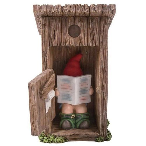 Statue De Jardin En Résine Gnome, Décoration Drôle, Oubliez De Fermer La Porte, Statue De Toilette, Cadeau Artisanal D'extérieur