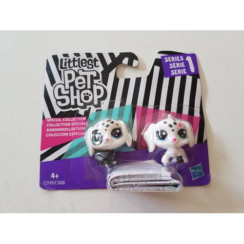 Littlest Petshop Figurine - Black & White Puppy - Collection Spéciale Série 1 - Pet Shop C2149 / C1848