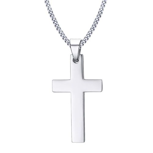 Zense - Pendentif Croix Latine Argentée Pour Homme Zp0248 - Avec Chaîne 50 Cm