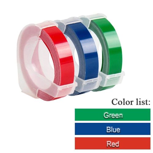 3 rouleaux de ruban d'étiquettes gaufrage 3D blanc sur transparent 9mm x 3m pour imprimante d'étiquettes DYMO 12965 1880 et étiqueteuse E-101 MOaler - Type 3Pcs Mix Color Set J-9mm