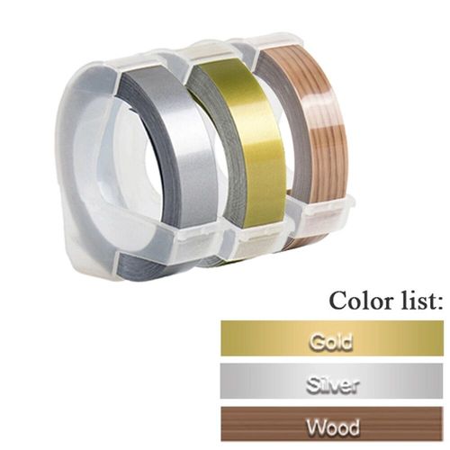3 rouleaux de ruban d'étiquettes gaufrage 3D blanc sur transparent 9mm x 3m pour imprimante d'étiquettes DYMO 12965 1880 et étiqueteuse E-101 MOaler - Type 3Pcs Mix Color Set O-9mm