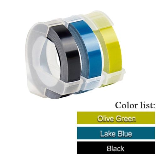 3 rouleaux de ruban d'étiquettes gaufrage 3D blanc sur transparent 9mm x 3m pour imprimante d'étiquettes DYMO 12965 1880 et étiqueteuse E-101 MOaler - Type 3Pcs Mix Color Set I-9mm