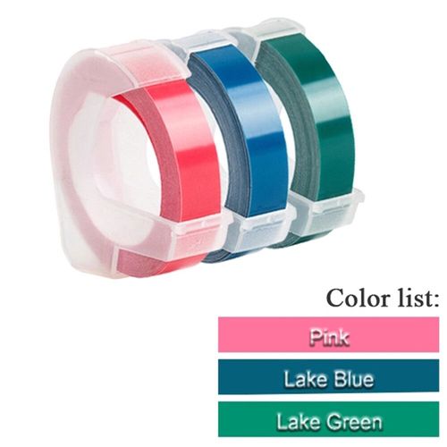 3 rouleaux de ruban d'étiquettes gaufrage 3D blanc sur transparent 9mm x 3m pour imprimante d'étiquettes DYMO 12965 1880 et étiqueteuse E-101 MOaler - Type 3Pcs Mix Color Set Q-9mm
