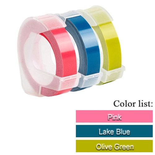 3 rouleaux de ruban d'étiquettes gaufrage 3D blanc sur transparent 9mm x 3m pour imprimante d'étiquettes DYMO 12965 1880 et étiqueteuse E-101 MOaler - Type 3Pcs Mix Color Set R-9mm