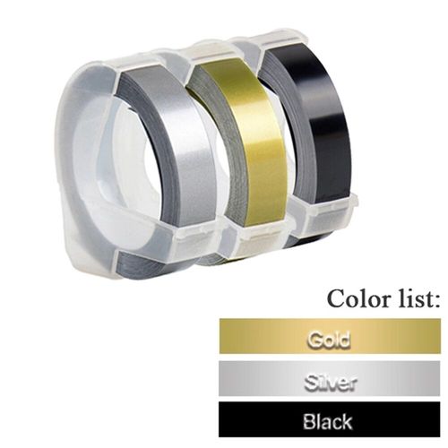 3 rouleaux de ruban d'étiquettes gaufrage 3D blanc sur transparent 9mm x 3m pour imprimante d'étiquettes DYMO 12965 1880 et étiqueteuse E-101 MOaler - Type 3Pcs Mix Color Set M-9mm