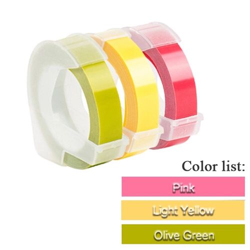 3 rouleaux de ruban d'étiquettes gaufrage 3D blanc sur transparent 9mm x 3m pour imprimante d'étiquettes DYMO 12965 1880 et étiqueteuse E-101 MOaler - Type 3Pcs Mix Color Set P-9mm