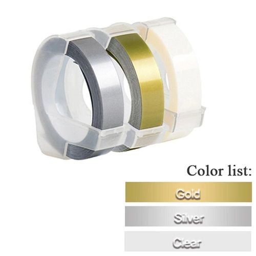 3 rouleaux de ruban d'étiquettes gaufrage 3D blanc sur transparent 9mm x 3m pour imprimante d'étiquettes DYMO 12965 1880 et étiqueteuse E-101 MOaler - Type 3Pcs Mix Color Set L-9mm