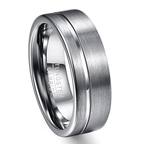 Zense - Bague Homme Satinée Rainurée En Acier Argenté Zr0172