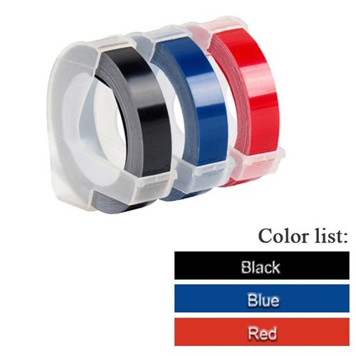 3 rouleaux de ruban d'étiquettes gaufrage 3D blanc sur transparent 9mm x 3m pour imprimante d'étiquettes DYMO 12965 1880 et étiqueteuse E-101 MOaler - Type 3Pcs Mix Color Set D-9mm
