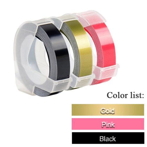 3 rouleaux de ruban d'étiquettes gaufrage 3D blanc sur transparent 9mm x 3m pour imprimante d'étiquettes DYMO 12965 1880 et étiqueteuse E-101 MOaler - Type 3Pcs Mix Color Set H-9mm