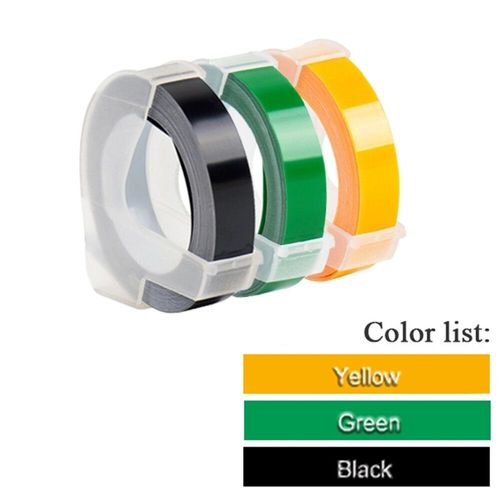 3 rouleaux de ruban d'étiquettes gaufrage 3D blanc sur transparent 9mm x 3m pour imprimante d'étiquettes DYMO 12965 1880 et étiqueteuse E-101 MOaler - Type 3Pcs Mix Color Set E-9mm