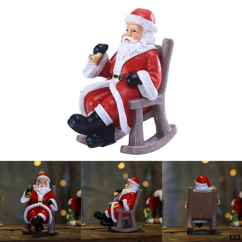 Statues De Père Noël Avec Clochette, Chaise À Bascule, Ornements De Noël En Résine, Figurines De Dessin Animé, Décoration De Noël