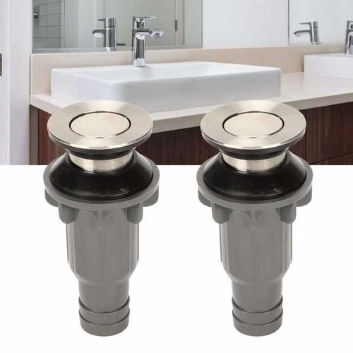 2 Pcs Salle De Bain Évier Bouchon Lavabo En Acier Inoxydable Filtre De Vidange À Bouton-Poussoir Standard Bassin Pousser Égouttoir