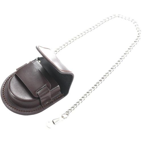 Boîte de rangement marron pour montre de poche, Vintage, chaîne en cuir, support de montre de poche