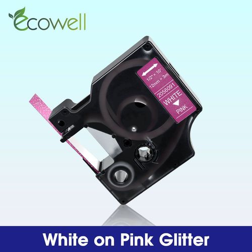 6/9/12mm Etiquette Compatible pour Dymo D1 45013 45010 45018 45023 Étiquette Bande 40913 40918 43613 pour Dymo LabelManager LM 160 280 210D - Type Pink Glitter-12mm