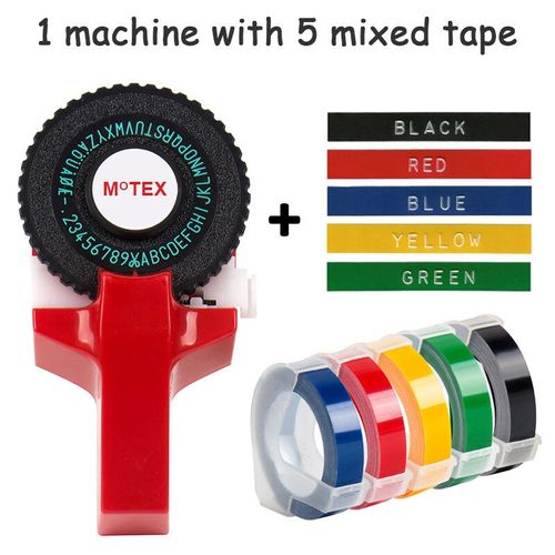 MoTex-Etiqueteuse à gaufrer multicolore E101,compatible pour ruban de gaufrage Dymo 3D de 9mm,machine à étiqueter manuelle - Type printer and 5 Mixed #B