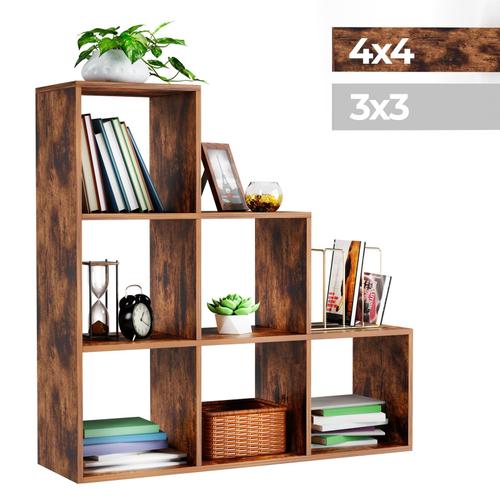 Miadomodo® Étagère D'escalier - 6 Compartiments, Robuste, 97,5 X 29 X 97,5 Cm, En Marron - Meuble De Rangement, Salon, Chambre, Bureau, Bibliothèque, Séparateur De Pièces