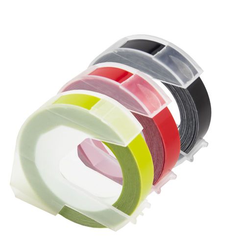 3PK 3D gaufrage bande pour DYMO 3D gaufrage bande 9mm bricolage plastique étiquette ruban pour DYMO Motex E-101 Motex E-202 E-303 étiqueteuse #T
