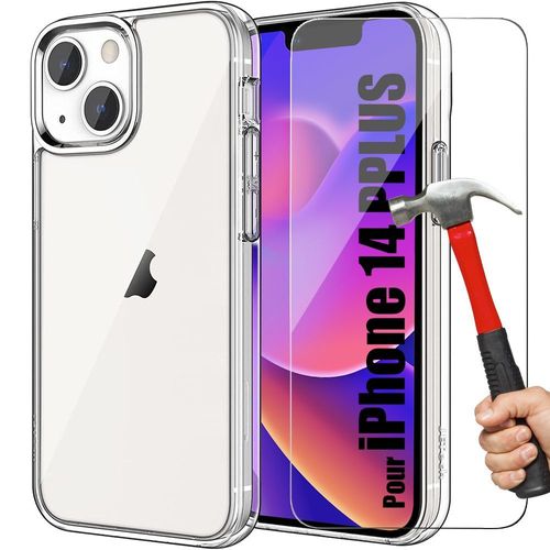 Coque Iphone 14 Plus + 2 Verres Trempes Haute Resistance Antichoc Transparent