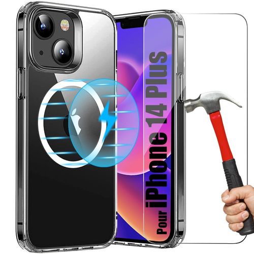 Coque Iphone 14 Plus Avec Cercle Pour Chargement Induction + 2 Verres Trempes