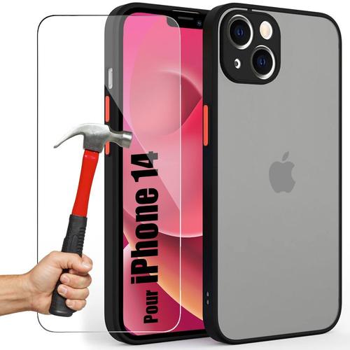 Coque Pour Iphone 14 Ultra Fine Silicone Noir + 2 Verres Trempes