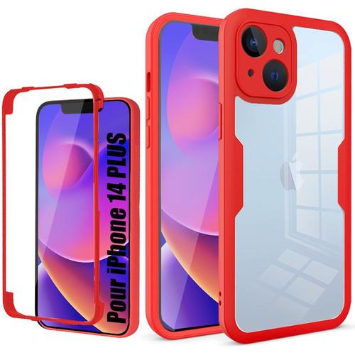 Coque Iphone 14 Plus Protection 360 Degre Rigide Integrale Bordure Rouge