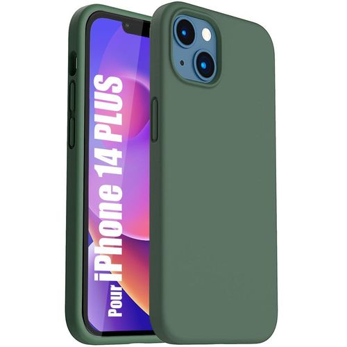 Coque Pour Iphone 14 Plus Housse Protection Silicone Slim Vert Nuit