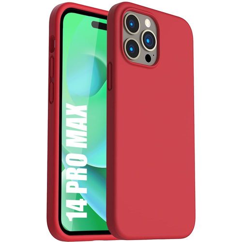 Coque Silicone Pour Iphone 14 Pro Max Mat Rouge Antichoc Antiderapant