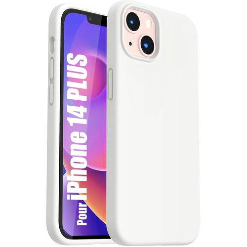Coque Silicone Pour Iphone 14 Mat Blanc Antichoc Antiderapant
