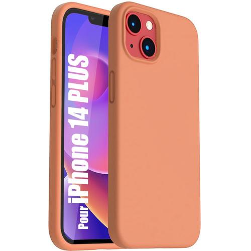 Coque Pour Iphone 14 Silicone Ultra Slim Orange Protection